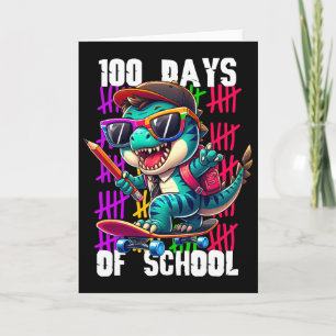 Carte 100 Jours D'école Dinosaure Cool Skateboard 