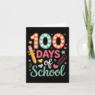 Carte 100 Jours D'école Drôle Rétro Cercle À Damier