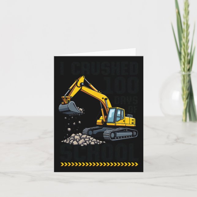 Carte 100 Jours D'École Enfant Boy Construction Véhicule (Devant)