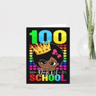 Carte 100 Jours D'École Enfants Fille Noire Amérique Afr