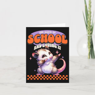Carte 100 jours d'école et l'adorant Opossum qui fait le