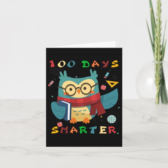 Carte 100 Jours D'École Garçon Fille Cadeau Smarter Owl  (Devant)