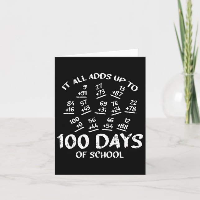 Carte 100 Jours D'École Math Addition Cool Enseignant Ét (Devant)