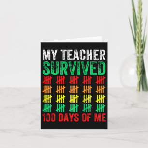 Carte 100 Jours D'École Mon Professeur A Survécu 100 Jou