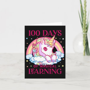 Carte 100 Jours D'École Unicorn Filles Enseignante 100èm