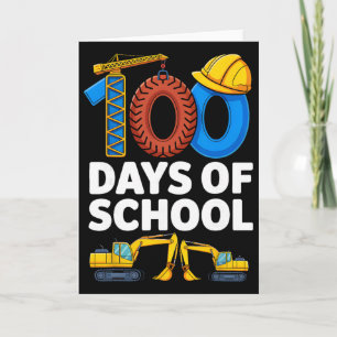 Carte 100 jours d'école Véhicule de construction garçons