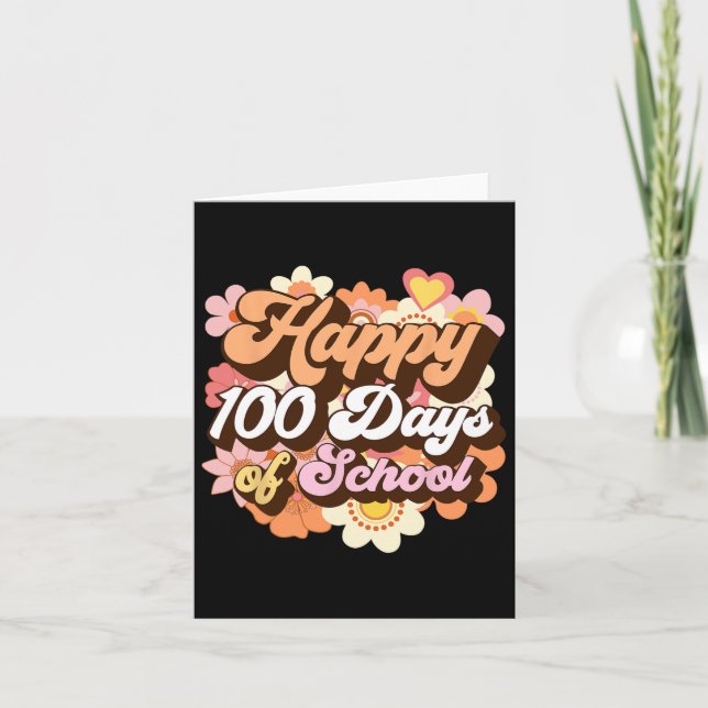 Carte 100 Jours D'Enseignant Enfants Retro Happy 100e (Devant)
