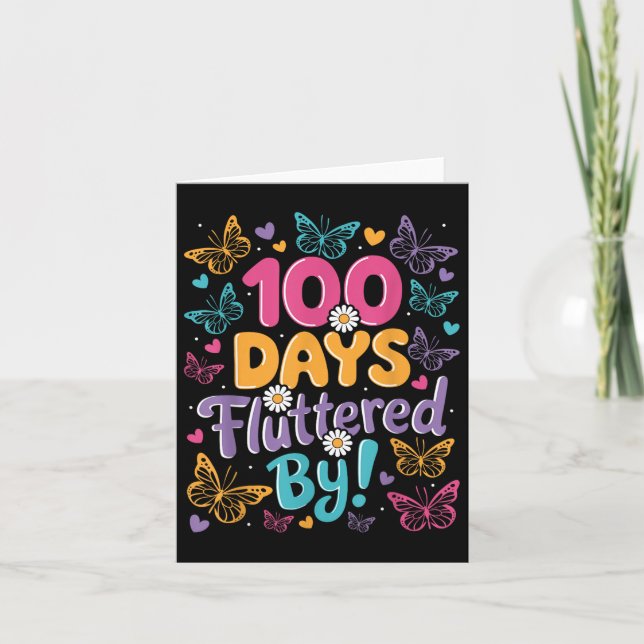 Carte 100 Jours Enfants Fluttered 100e Jour De L'École (Devant)