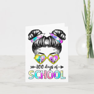 Carte 100 Jours Filles intelligentes Messy Bun Cheveux 1