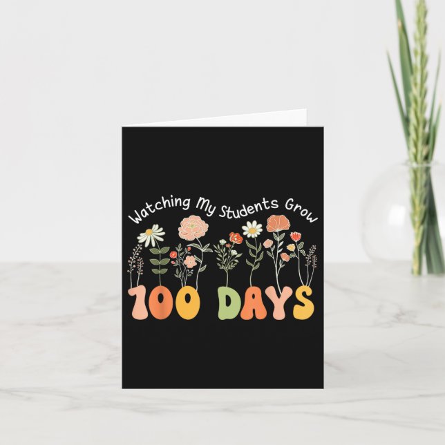 Carte 100 jours Growing Boho Flowers Enseignant 100e jou (Devant)