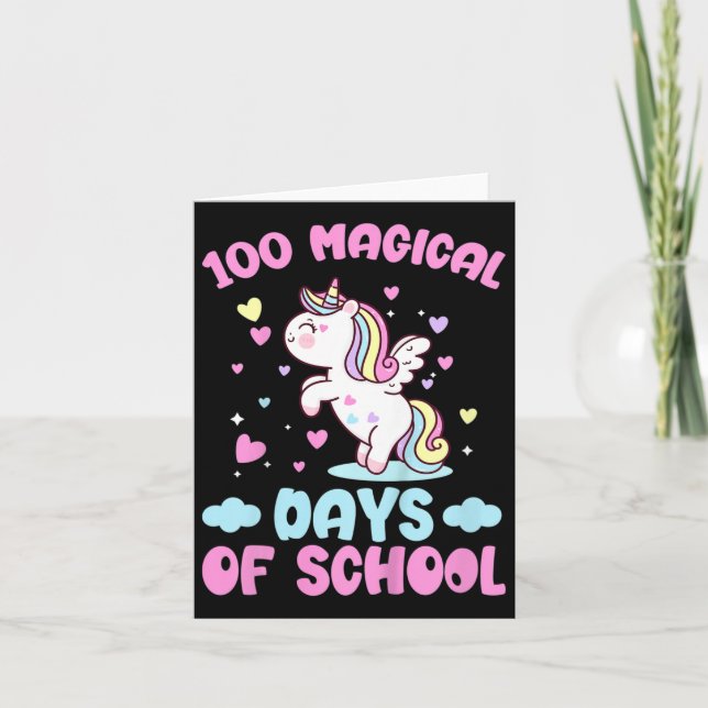 Carte 100 Jours Magiques De Filles D'École 100E Jour De  (Devant)