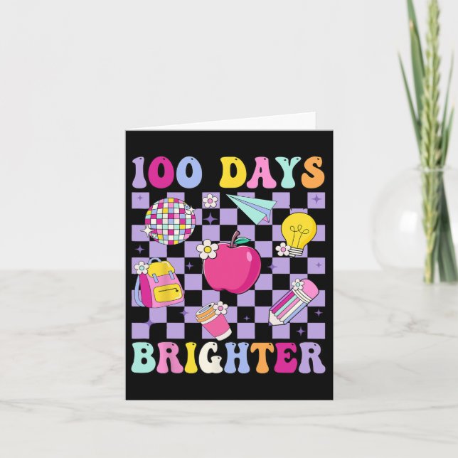 Carte 100 Jours Plus Brighter Rétro Disco 100e Jour De L (Devant)