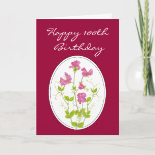 Carte 100e anniversaire Aquarelle pois doux avec écritur