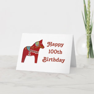 Carte 100e anniversaire avec Dala Horse