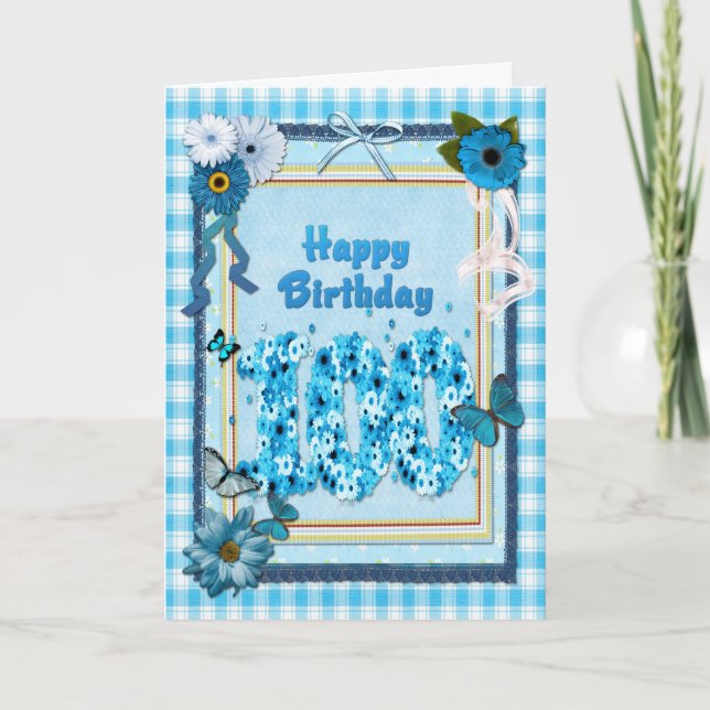 Carte 100e anniversaire avec un effet de scrapbook (Devant)