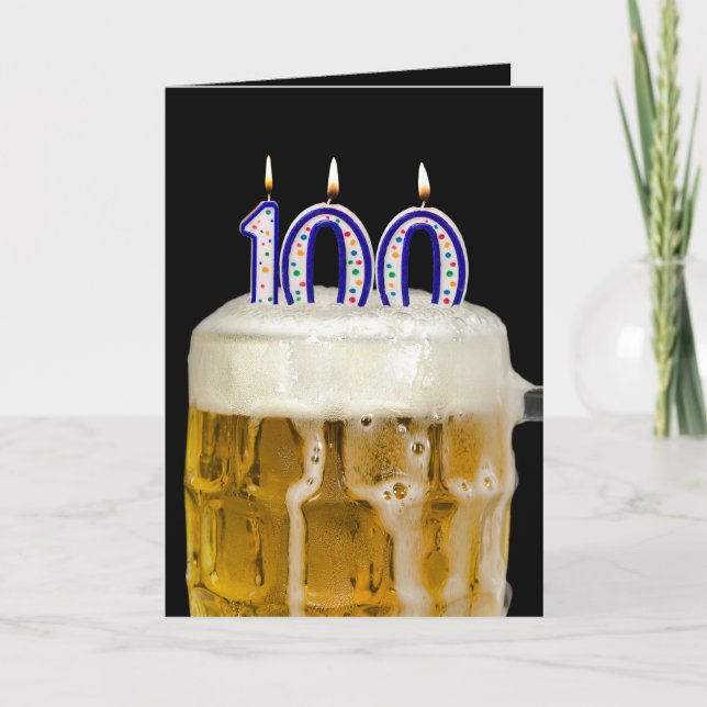 Carte 100e anniversaire Bière sur noir (Devant)