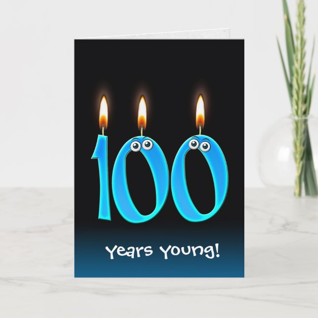 Carte 100e anniversaire bougies avec boules d'yeux (Devant)