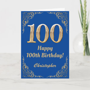 Carte 100e anniversaire Cadre Parties scintillant bleu e