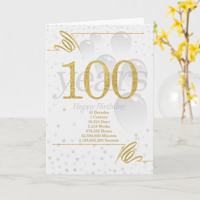 Carte 100e anniversaire en jours, semaines, minutes avec (Fleur jaune)
