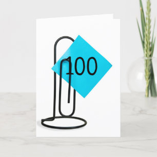 Carte 100e Anniversaire Note sur un clip papier