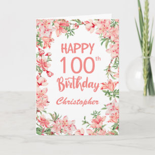 Carte 100e anniversaire Peach Peonies rose Floral