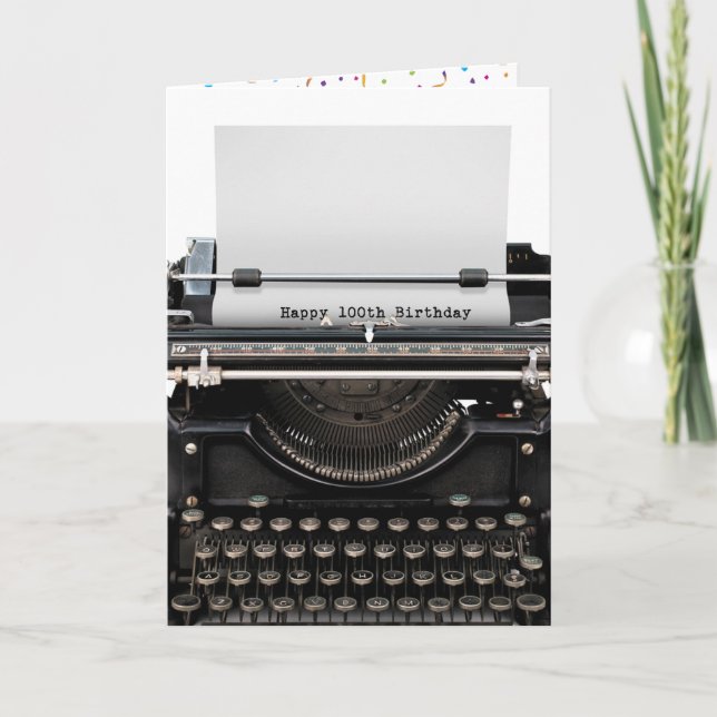 Carte 100e anniversaire Retro Typewriter (Devant)