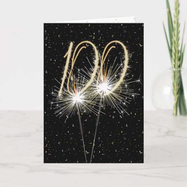 Carte 100e anniversaire Sparkler en noir (Devant)