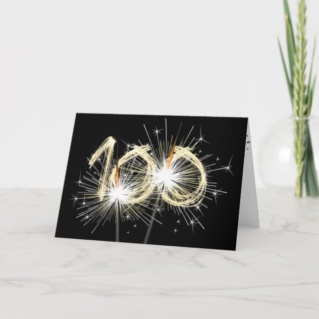 Carte 100e anniversaire Sparklers en noir (Devant)