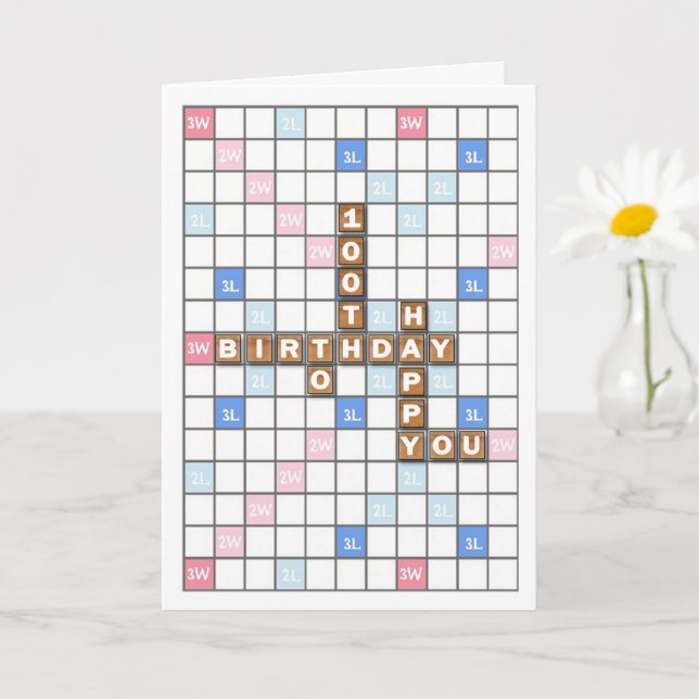 Carte 100e anniversaire, Word Game Board (Petite plante)