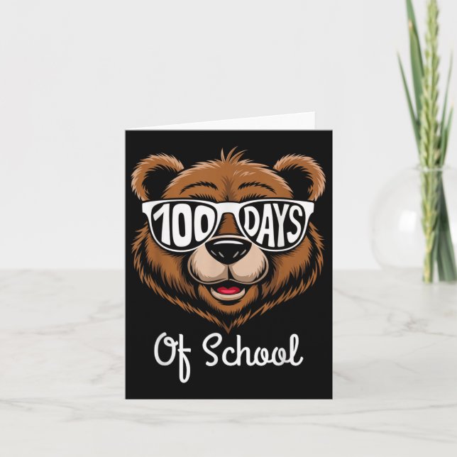 Carte 100e Jour De Cool D'École Ours 100 Jours Plus Inte (Devant)