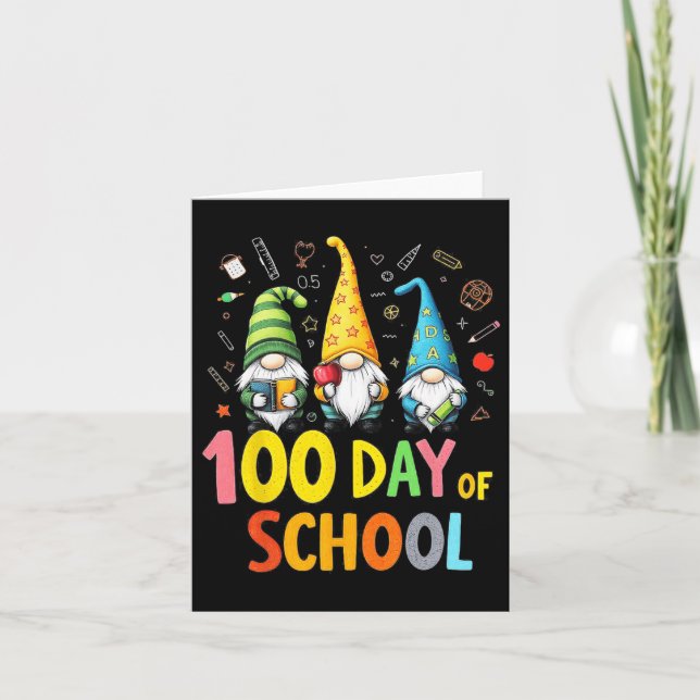 Carte 100E Jour De L'École Gnome Enseignants Amusants Et (Devant)