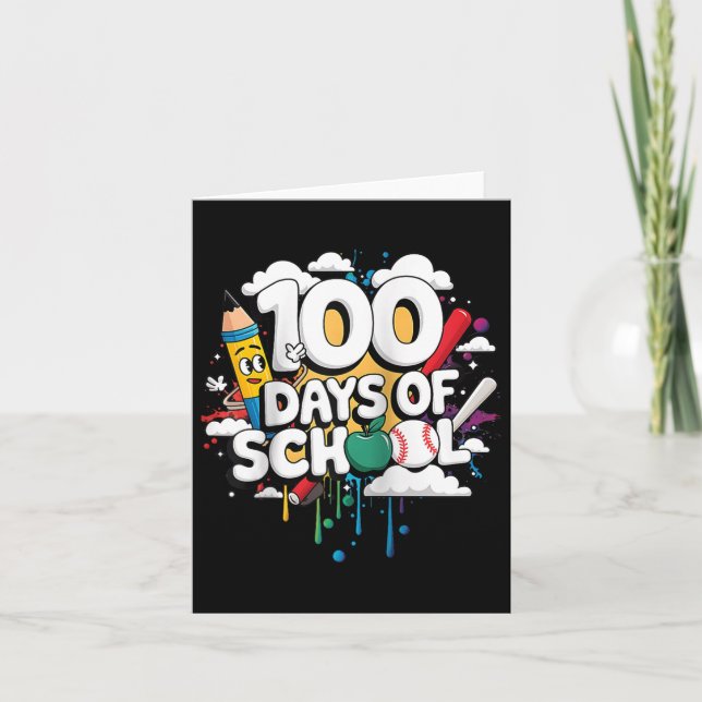 Carte 100e jour drôle tenue enseignant &amp; élève 100 D (Devant)