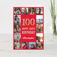 100e Joyeux Anniversaire Rouge et or Collage photo