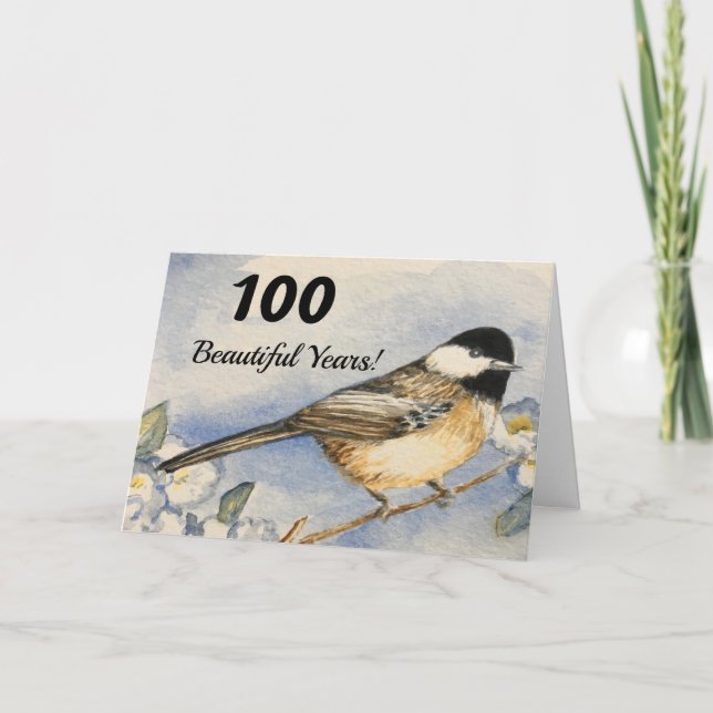 Carte 100ème Belle Année Charming Chickadee (Devant)