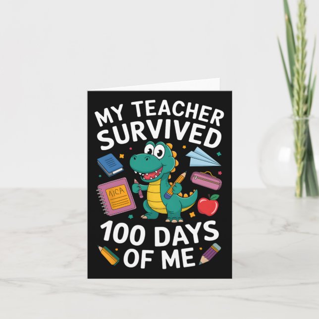 Carte 100ème Jour D'École Mon Enseignant A Survécu 100 J (Devant)