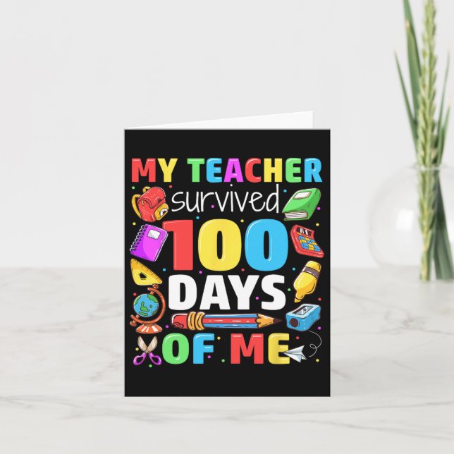 Carte 100ème Jour D'École Mon Professeur A Survécu 100 J (Devant)