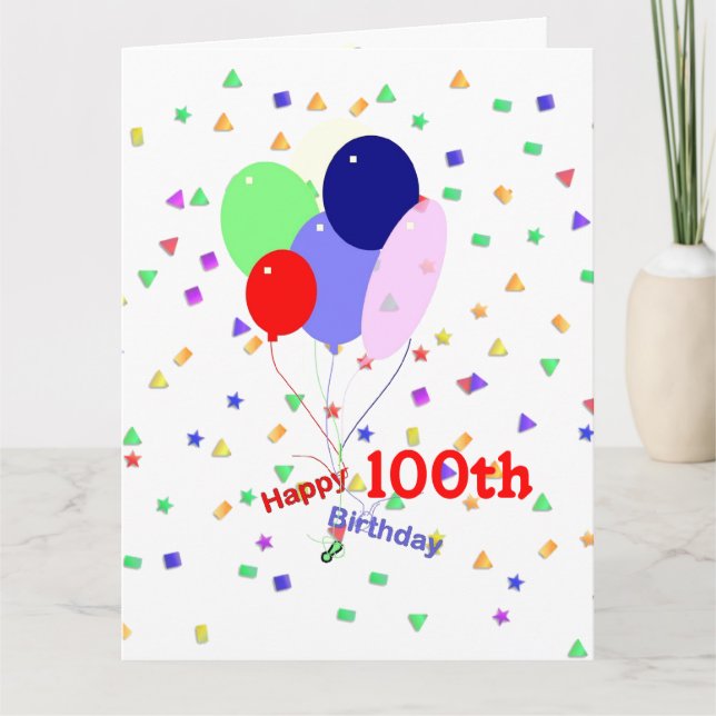 Carte 100th ballons colorés d'anniversaire (Devant)