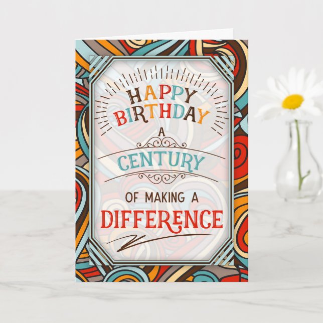 Carte 100th Birthday A Century of Making a Difference (Petite plante)