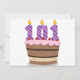 Carte 101 ans sur le gâteau d'anniversaire
