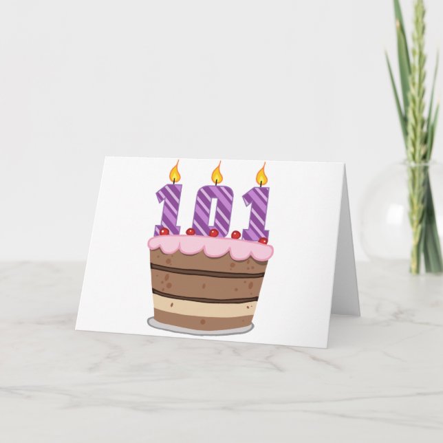 Carte 101 ans sur le gâteau d'anniversaire (Devant)
