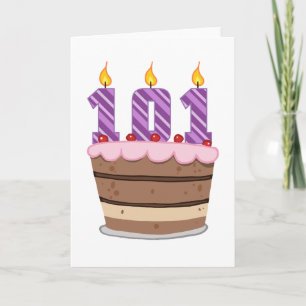 Carte 101 ans sur le gâteau d'anniversaire