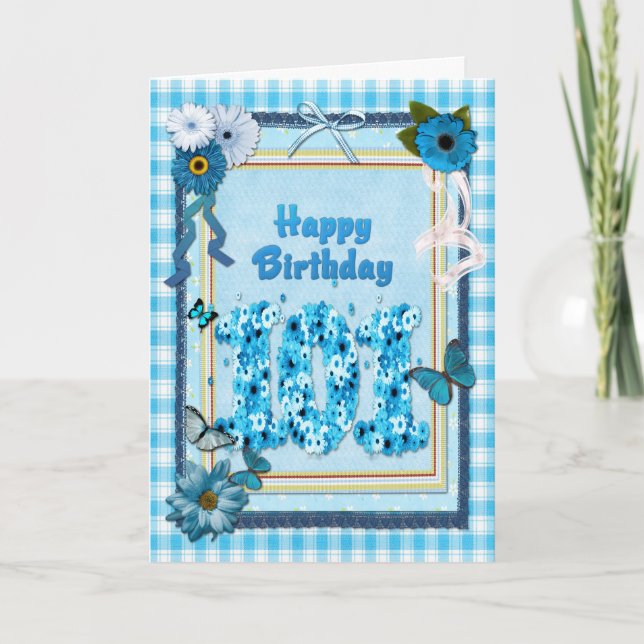 Carte 101e anniversaire avec un effet de scrapbook (Devant)