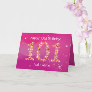 Carte 101e anniversaire - Nombre d'étoiles - rose - 101 