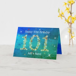 Carte 101e anniversaire - Nombres d'étoiles - âge bleu/v