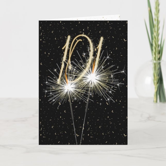 Carte 101e anniversaire Sparkler en noir (Devant)