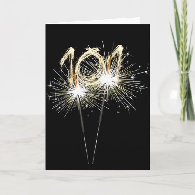Carte 101e anniversaire Sparklers en noir (Devant)