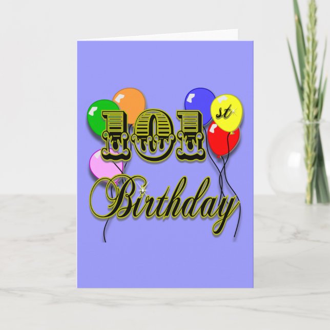 Carte 101st Anniversaire avec des ballons (Devant)