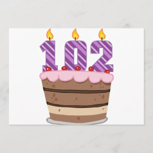Carte 102 ans sur le gâteau d'anniversaire