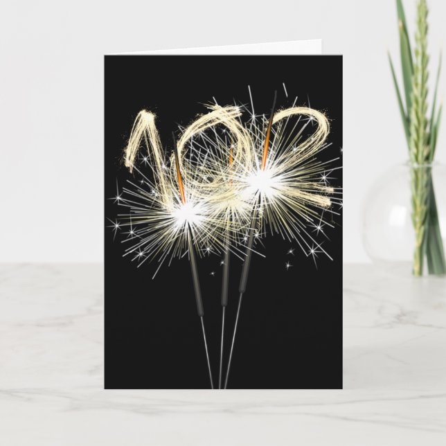 Carte 102e anniversaire Sparklers en noir (Devant)