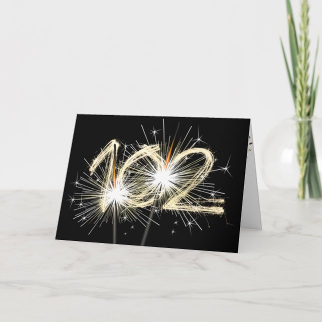 Carte 102e anniversaire Sparklers en noir (Devant)